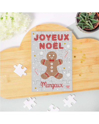 Petit puzzle de Noël personnalisé - Bonhomme en pain d'épices
