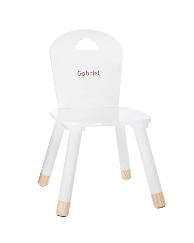Chaise douceur blanche en bois personnalisée avec prénom