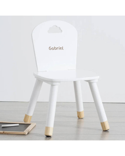 Chaise douceur blanche en bois personnalisée avec prénom