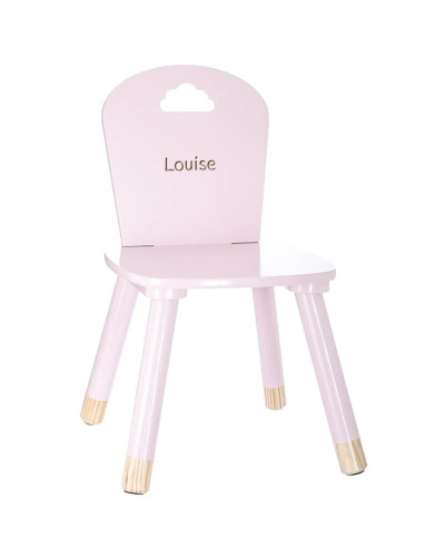 Chaise douceur rose en bois personnalisée avec prénom