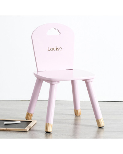 Chaise douceur rose en bois personnalisée avec prénom