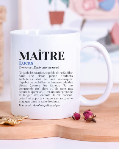 Mug "Maître définition" personnalisé avec prénom