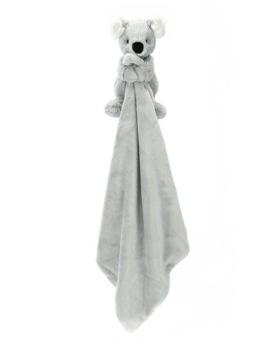 Doudou koala gris avec mouchoir personnalisé