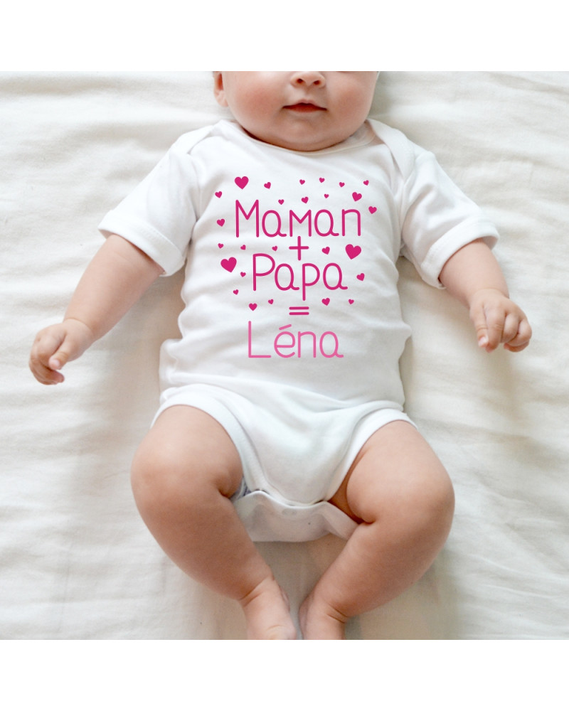 Body bébé - Maman + papa motif coeur