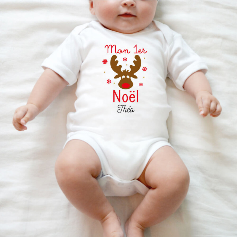 Body bébé personnalisé avec renne de Noël