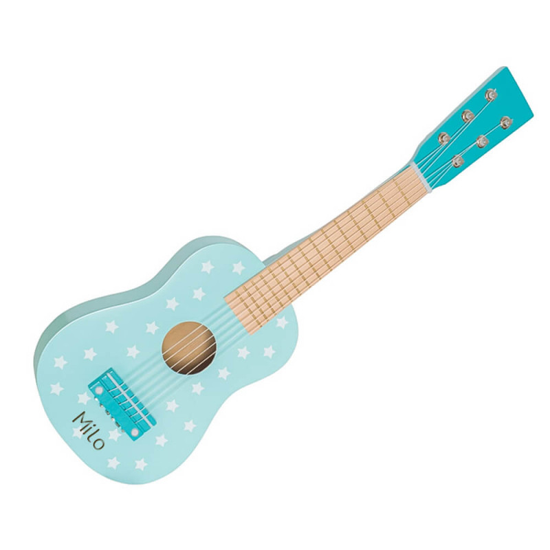 Guitare bleue personnalisée en bois